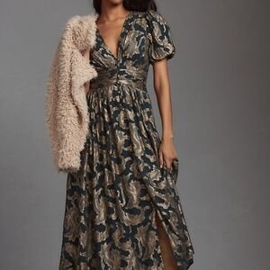 Anthropologie BUTTON-FRONT DRESS: LUREX EDITION